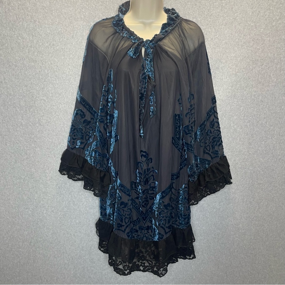 Rancho Estancia Witchy Whimsygoth Fairy Burnout Velvet Lace Hem Mini Dresss - Picture 10 of 10